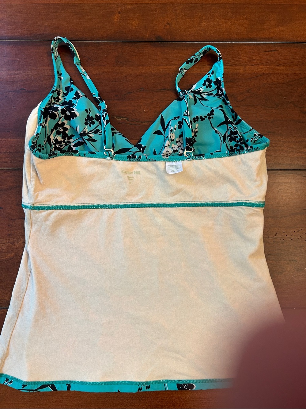 Garnet Hill Women’s Floral Tankini Set in Aqua Swim Top & Skirt size 10 - Picture 7 of 16
